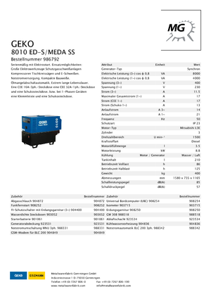Stromerzeuger, Diesel Geko ® 8010 ED-S/MEDA