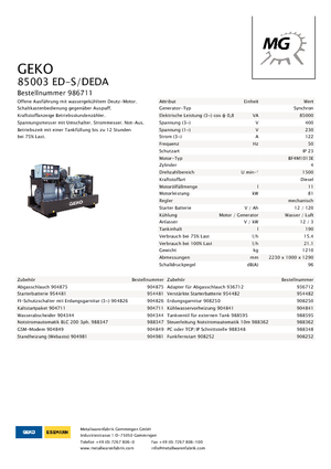 Stromerzeuger, Diesel Geko ® 85003 ED-S/DEDA