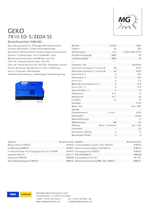 Stromerzeuger, Diesel Geko ® 7810 ED-S/ZEDA