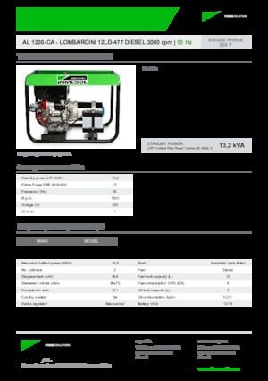 Stromerzeuger, Diesel INMESOL AL 1200-CA