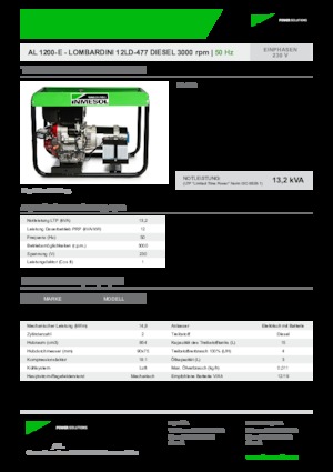Stromerzeuger, Diesel INMESOL AL 1200-E