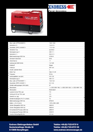 Stromerzeuger, Diesel Endress ESE 1204 DHS-GT ES ISO DI