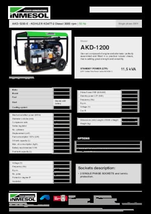 Stromerzeuger, Diesel INMESOL AKD-1200-E