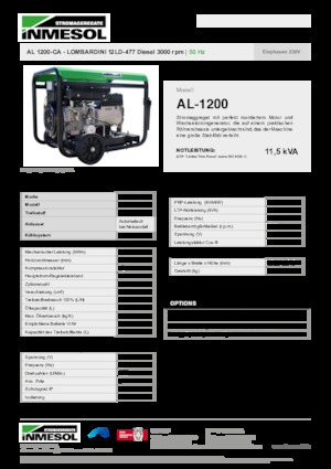 Stromerzeuger, Diesel INMESOL AL 1200-CA