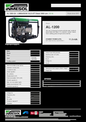 Stromerzeuger, Diesel INMESOL AL 1200-CA