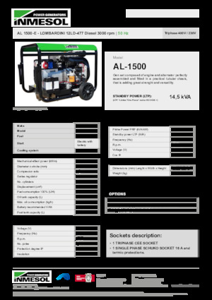 Stromerzeuger, Diesel INMESOL AL 1500-E