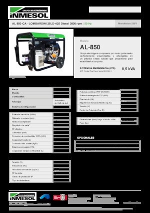 Stromerzeuger, Diesel INMESOL AL 850-CA