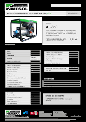 Stromerzeuger, Diesel INMESOL AL 850-E