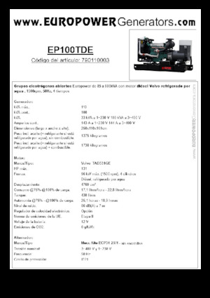 Stromerzeuger, Diesel Europower EP100TDE (MA)
