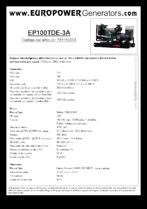 Stromerzeuger, Diesel Europower EP100TDE-3A (LS)