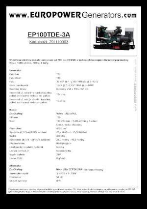 Stromerzeuger, Diesel Europower EP100TDE-3A (MA)