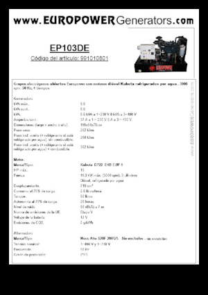 Stromerzeuger, Diesel Europower EP103DE (MA)