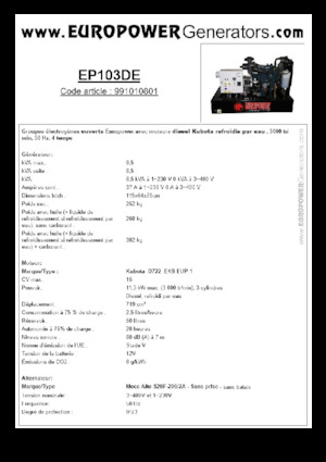 Stromerzeuger, Diesel Europower EP103DE (MA)
