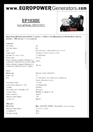 Stromerzeuger, Diesel Europower EP103DE (MA)