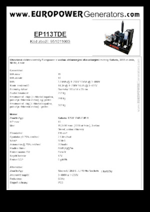 Stromerzeuger, Diesel Europower EP113TDE (S)