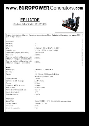 Stromerzeuger, Diesel Europower EP113TDE (S)