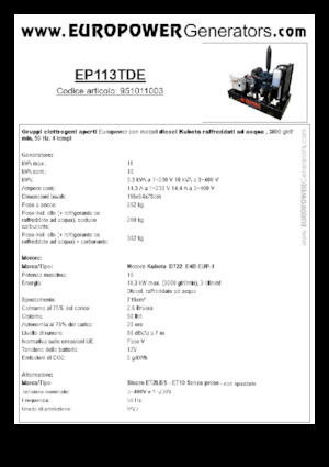 Stromerzeuger, Diesel Europower EP113TDE (S)