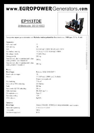 Stromerzeuger, Diesel Europower EP113TDE (S)