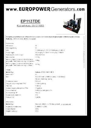Stromerzeuger, Diesel Europower EP113TDE (S)