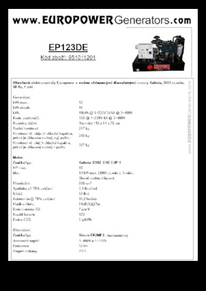 Stromerzeuger, Diesel Europower EP123DE (S)