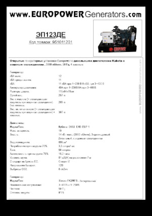 Stromerzeuger, Diesel Europower EP123DE (S)
