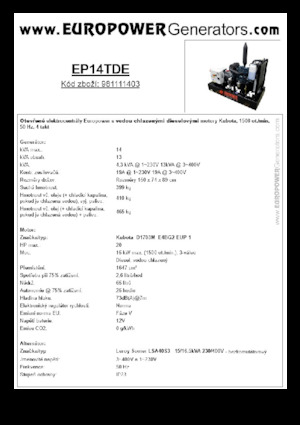 Stromerzeuger, Diesel Europower EP14TDE (LS)