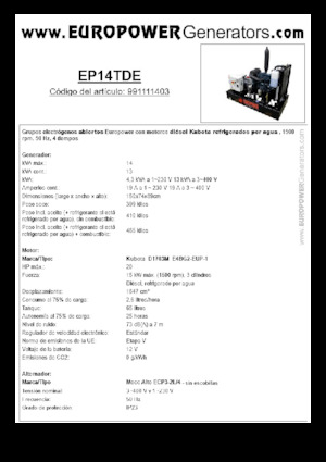 Stromerzeuger, Diesel Europower EP14TDE (MA)