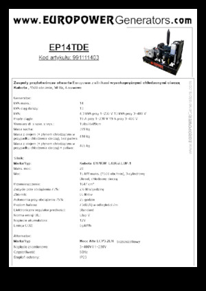 Stromerzeuger, Diesel Europower EP14TDE (MA)