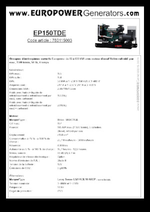 Stromerzeuger, Diesel Europower EP150TDE (LS)