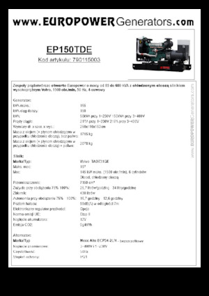 Stromerzeuger, Diesel Europower EP150TDE (MA)