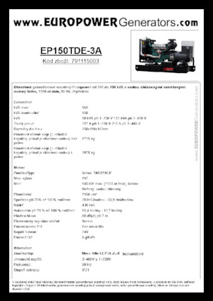 Stromerzeuger, Diesel Europower EP150TDE-3A (MA)