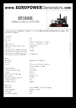 Stromerzeuger, Diesel Europower EP163DE (S)