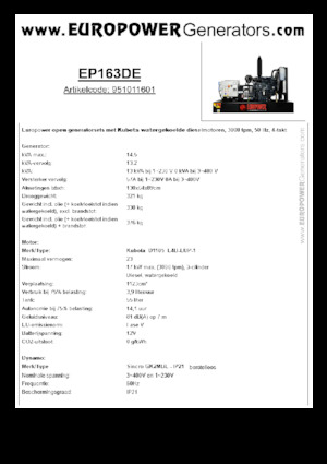 Stromerzeuger, Diesel Europower EP163DE (S)