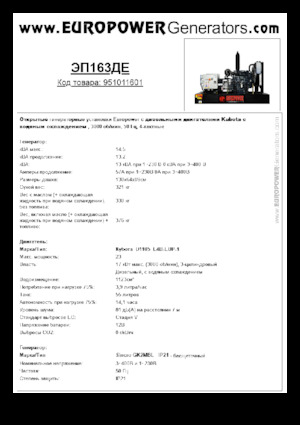 Stromerzeuger, Diesel Europower EP163DE (S)