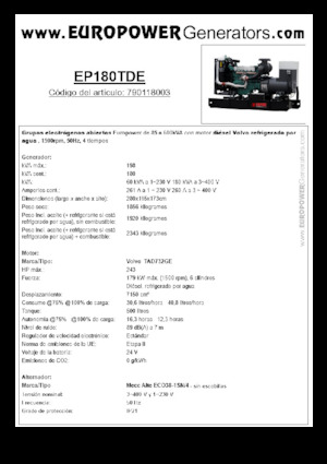 Stromerzeuger, Diesel Europower EP180TDE (MA)
