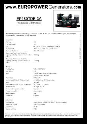 Stromerzeuger, Diesel Europower EP180TDE-3A (LS)