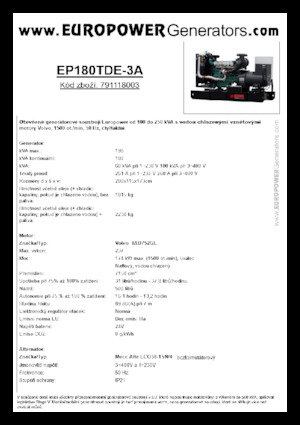 Stromerzeuger, Diesel Europower EP180TDE-3A (MA)
