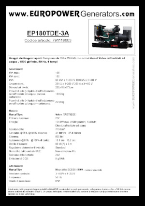 Stromerzeuger, Diesel Europower EP180TDE-3A (MA)
