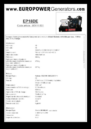 Stromerzeuger, Diesel Europower EP18DE (S)