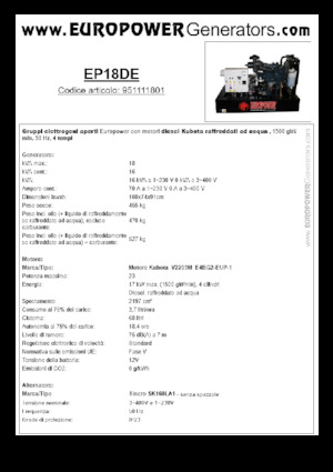 Stromerzeuger, Diesel Europower EP18DE (S)