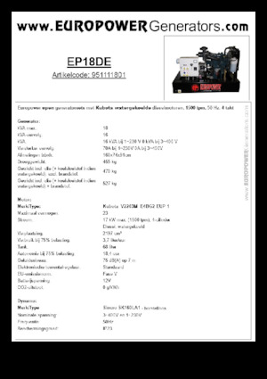 Stromerzeuger, Diesel Europower EP18DE (S)