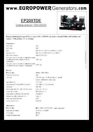 Stromerzeuger, Diesel Europower EP200TDE (MA)
