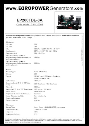 Stromerzeuger, Diesel Europower EP200TDE-3A (LS)