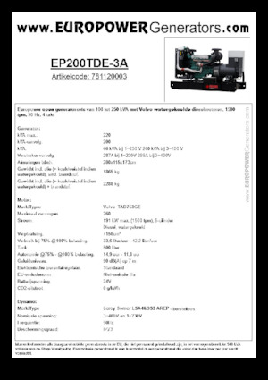 Stromerzeuger, Diesel Europower EP200TDE-3A (LS)