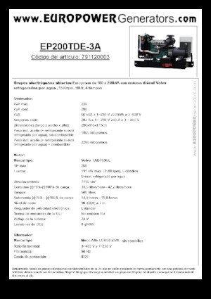 Stromerzeuger, Diesel Europower EP200TDE-3A (MA)