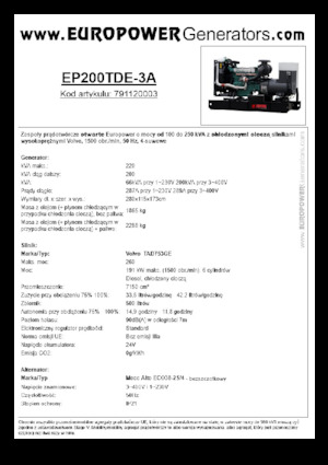 Stromerzeuger, Diesel Europower EP200TDE-3A (MA)
