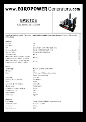 Stromerzeuger, Diesel Europower EP20TDE (LS)