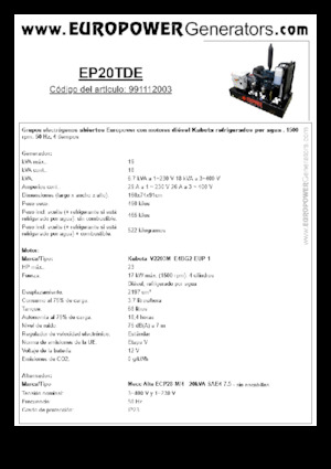 Stromerzeuger, Diesel Europower EP20TDE (MA)