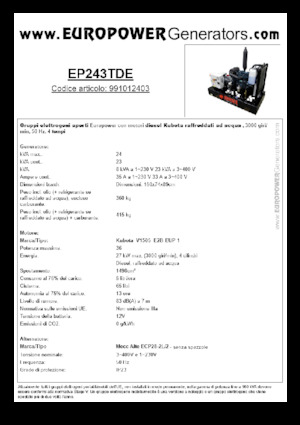 Stromerzeuger, Diesel Europower EP243TDE (MA)