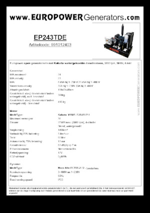 Stromerzeuger, Diesel Europower EP243TDE (MA)
